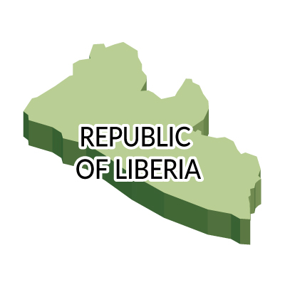 リベリア共和国無料フリーイラスト｜英語・立体(緑)